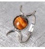 anillo plata Adjustable Goddess Witch Rings Silver Gemstone Moon Real Natural Tiger Eye Stone Ring for Women