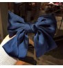 Korean Big Satin Solid Ribbon French Barrette Large Soft Silky Hair Bow Clip Hair Accessories for Little Teen Toddler Girls