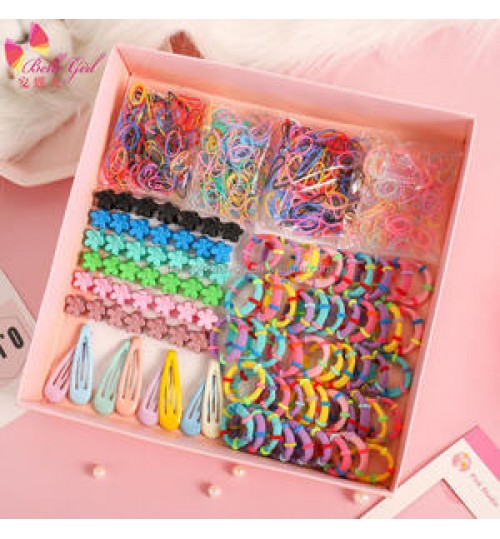 BELLEGIRL 2022 custom package new boxes hair accessories diy by customer baby kids elastic rubber band acrylic flower hair clip