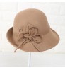 Fashion 100% Wool Cloche Round Bucket Church Hat Lady Women Daily Life Plain Dyed Custom Logo