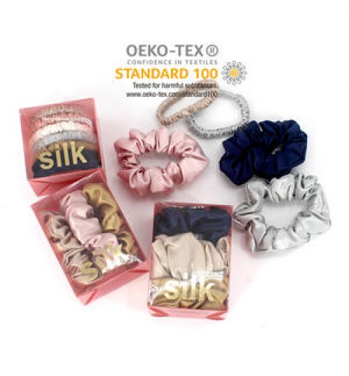 Wholesale 3.5cm Silk Stain Oversized Scrunchies 100% Silk Mulberry Hair Accessories Set Pink Mulberry Silk Scrunchie