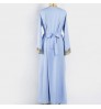 Skirt Solid Color Abaya Large Size Dress Short Sleeve Loose Long Skirt Summer Skirk Wholesale +belt