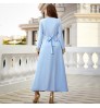 Skirt Solid Color Abaya Large Size Dress Short Sleeve Loose Long Skirt Summer Skirk Wholesale +belt