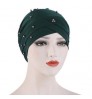 Hat TB-518 African Women Headwrap Crystal Linen Forehead Cross Beanies Turbans Hat Arab Muslim Female Beaded Hair Turban Head Wrap