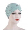 Hat TB-518 African Women Headwrap Crystal Linen Forehead Cross Beanies Turbans Hat Arab Muslim Female Beaded Hair Turban Head Wrap