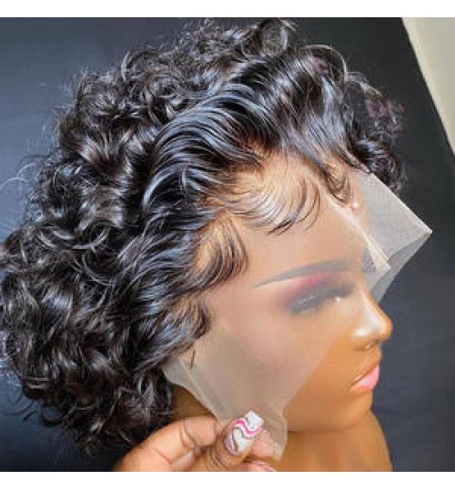 Perruque Brazilian Short Pixie Cut Curly Lace Front Wig For Black Women Human Hair Pixie Curls Closure Wig Tpart Pixie Wigs