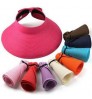 Q412 Women Large Floppy Visor Hat Fold able Straw Wide Brim Hat Summer Beach Bow knot Lady Sunscreen Roll Up Straw Hats