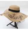 Wholesale Summer Ladies Beach Hat Customized Wide Embroidered Sun Hat Paper Floppy Straw Hat