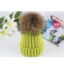 Winter 2020 new wholesale ladies really big raccoon fur ball thick striped wool hat parent-child outdoor leisure knitted hat