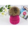 Winter 2020 new wholesale ladies really big raccoon fur ball thick striped wool hat parent-child outdoor leisure knitted hat