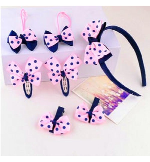 7Pcs Headwear Set Kids Baby Bows Headbands Hair Clips for Girls Barrettes Elastic Hair Bands Baby girl Hair Accessories