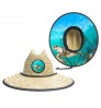 Custom patch logo oversized sombrero men surf beach hat women summer beach ladies dye brown natural grass lifeguard straw hat