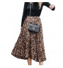 OEM Quality Women's Fashion Large Size Print Leopard Mid Length Pleated Elastic Waist Skirts Manufacturer