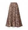 OEM Quality Women's Fashion Large Size Print Leopard Mid Length Pleated Elastic Waist Skirts Manufacturer