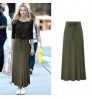 Loose casual fashion pleated lace slimming breathable cotton high waist long skirt women's skirt