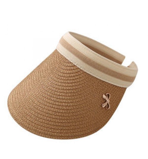 New Fashion Summer Outdoor Sports Sun Hat Ladies Casual Sunscreen Beach Hat Bowknot Visor Straw Hats for Women