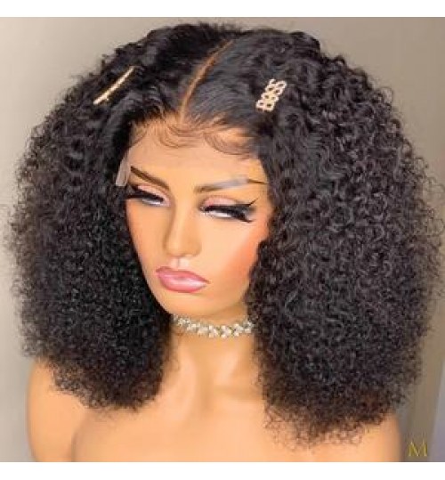 Afro Kinky Curly Raw Brazilian Virgin Human Hair Lace Frontal Closure Hd Transparent 360 Full Lace Front Natural Human Hair Wig