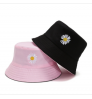 HF Small daisy double-sided fisherman hat outdoor ladies summer sunshade text pot hat fashion hat