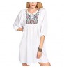 Blouses Women OEM 3/4 Sleeve White Blouses Midi Elegant Women Dress Cotton Floral Embroidery Tunic Blouses