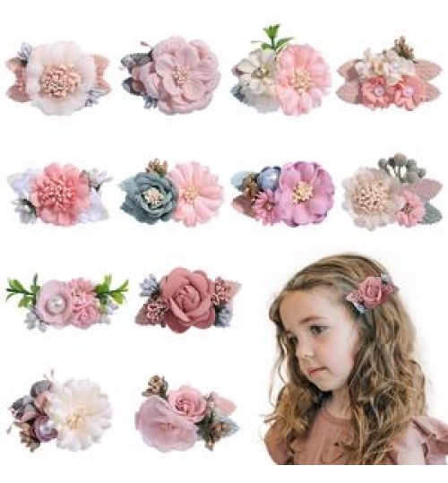 Hot Selling Ins Hair Accessories Cute Hairpin Kids Artificial Flower Hair Clips For Girls