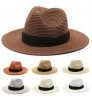 Factory wholesale straw sun fashion visor roll brim hats women wide brim straw panama hat fedora beach sun hat UPF50+