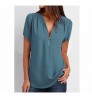 Women Blouse FZ-182 Wholesale 9 Colors 8 Size Popular Women Girls Blouse V Neck Zip Plus Size Short Sleeve Loose Chiffon Shirt