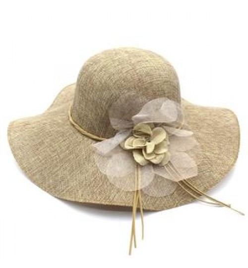 Woman Girls Beach Sunhats Wide Brim Summer Hat Ladies Straw Hat With Flower