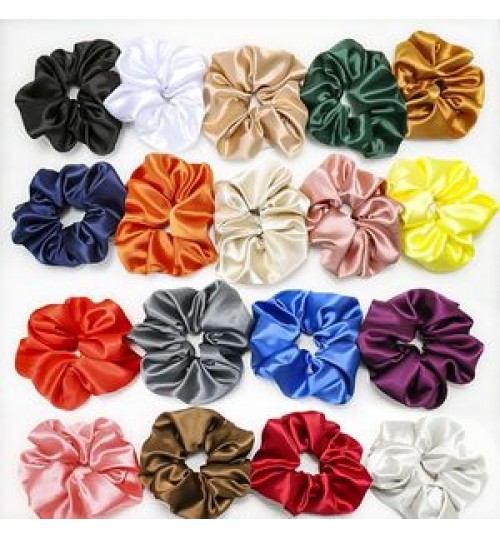 Fashion lovely silk hair scrunchies fabric hair accessories solid color rubber band satin hair scrunchies