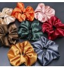 Fashion lovely silk hair scrunchies fabric hair accessories solid color rubber band satin hair scrunchies