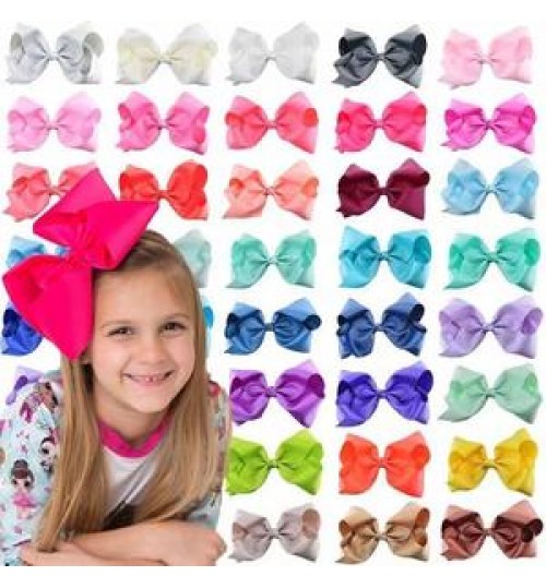 Hot Sale Cute 8 inch Grosgrain Solid Color Bowknot Hair Bows with Clips Handmade Cheap Price Kid Girls Hair Accessories