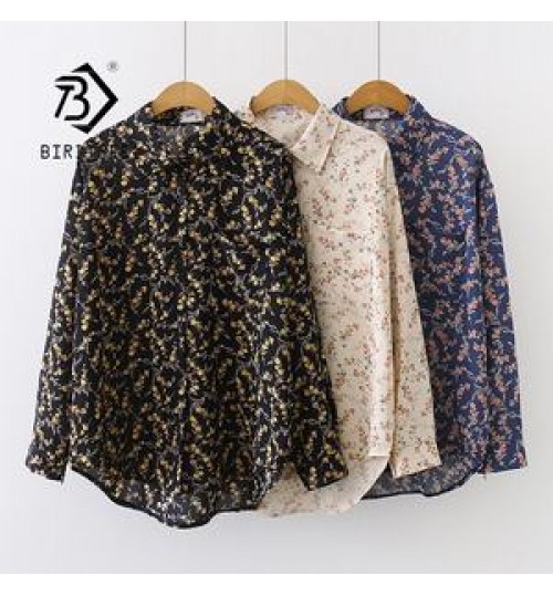 2022 Autumn Spring Floral Women Buttons Long Sleeve Ladies Tops Fashion Bow Black Blue Apricot Blouses Shirts T08501T