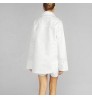 Women cotton shirt 100% cotton Natural shell buttons Front and back curved hem oversized women white shirt blouse