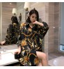 Casual Summer Shirts Chain Print Blouses Chiffon Streetwear Tops Women Spring Elegant Tunic Button Up Shirt Plus Size Blouse