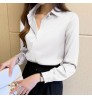 Silk Women White Shirt Women Long Sleeve Shirts Blouse Office Lady Satin Silk Blouse Tops Plus Size Women's Blouses & Shirts