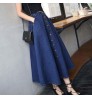 Fashion Women A Line Denim Maxi Skirt Wholesale Long Denim Skirts