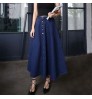 Fashion Women A Line Denim Maxi Skirt Wholesale Long Denim Skirts