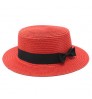 Straw hat sunshade hat lady summer bow Straw Beach flat hat for women