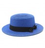 Straw hat sunshade hat lady summer bow Straw Beach flat hat for women