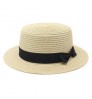 Straw hat sunshade hat lady summer bow Straw Beach flat hat for women