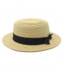 Straw hat sunshade hat lady summer bow Straw Beach flat hat for women