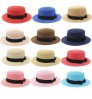 Straw hat sunshade hat lady summer bow Straw Beach flat hat for women