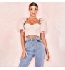 2021 New collections Female cropped Shirts executive cheap wholesale latest design blouse puff sleeve tops women summer clothing