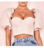 2021 New collections Female cropped Shirts executive cheap wholesale latest design blouse puff sleeve tops women summer clothing