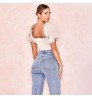 2021 New collections Female cropped Shirts executive cheap wholesale latest design blouse puff sleeve tops women summer clothing