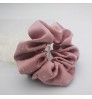 Ready to Ship Custom New Arrived Fashion women Crystal Hair Accessories Pink Color All Star XXL Silk Satin Scrunchies For Women