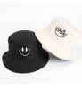 Fisherman Hat Lady Smiling Face Embroidery Double-Sided Smile Bucket Hat Outdoor Unisex Sunshade Hat