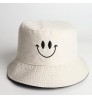 Fisherman Hat Lady Smiling Face Embroidery Double-Sided Smile Bucket Hat Outdoor Unisex Sunshade Hat