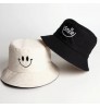 Fisherman Hat Lady Smiling Face Embroidery Double-Sided Smile Bucket Hat Outdoor Unisex Sunshade Hat