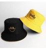 Fisherman Hat Lady Smiling Face Embroidery Double-Sided Smile Bucket Hat Outdoor Unisex Sunshade Hat