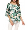 custom new lady five-point flare sleeve floral chiffon blouse women tops